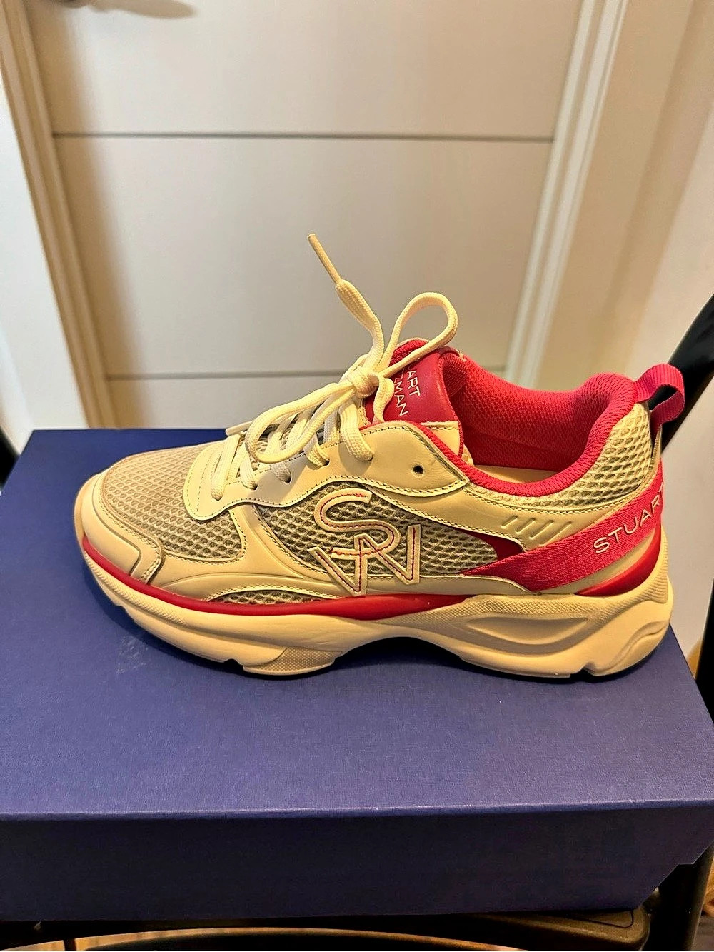 Stuart Weitzman SW Trainer Women's White & Red Sneakers